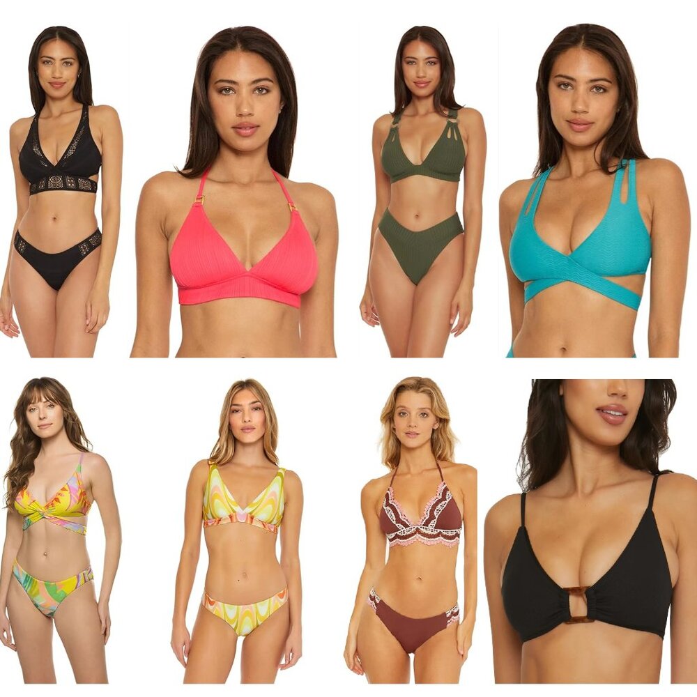 NWT Becca Women Size Halter Crossback Bikini Tops Size S-D Cup $90 12HL914
